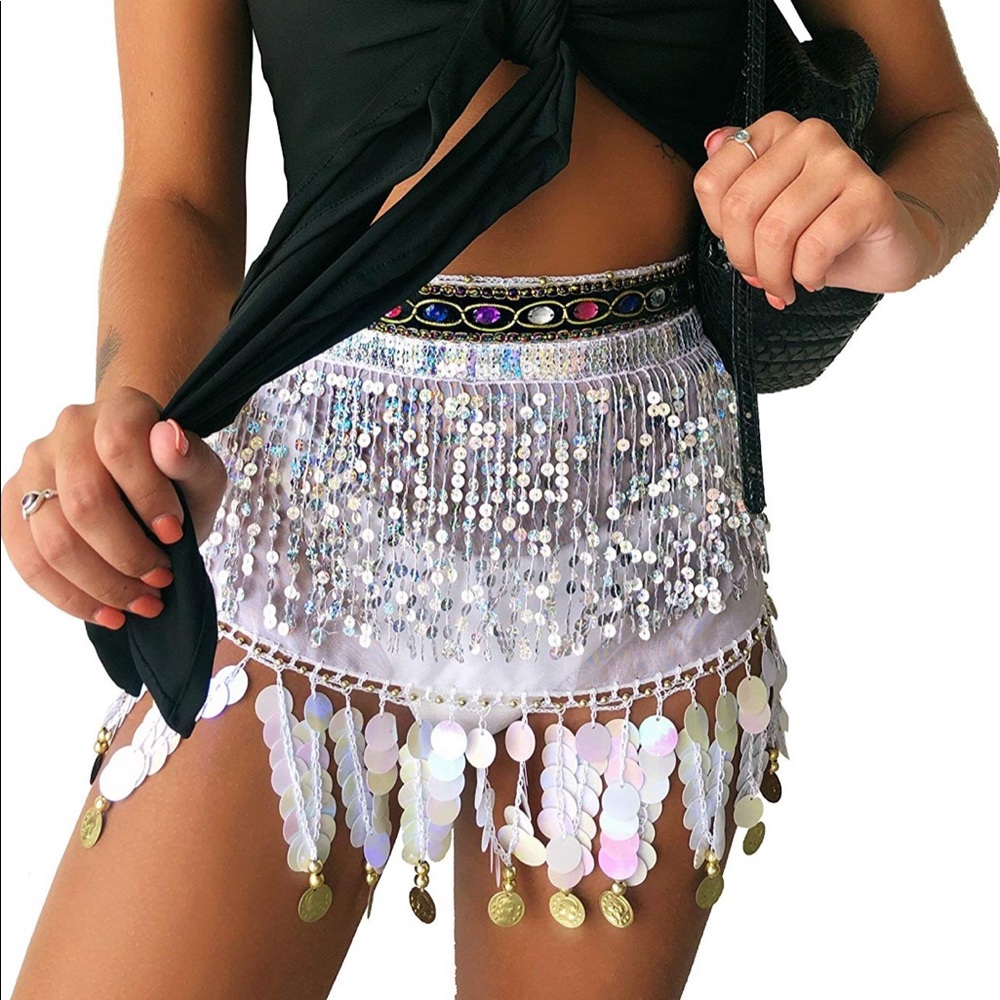 White sequin belt